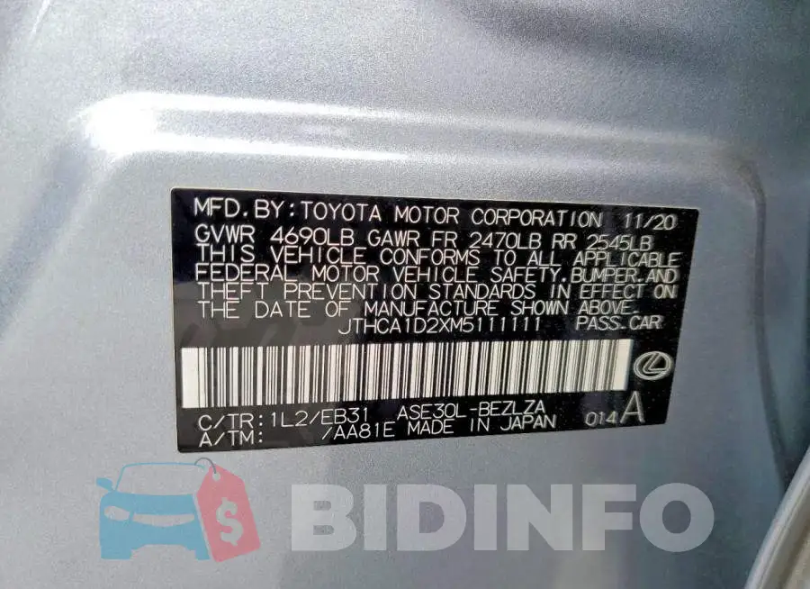 JTHCA1D2XM5111111 Photo# 12