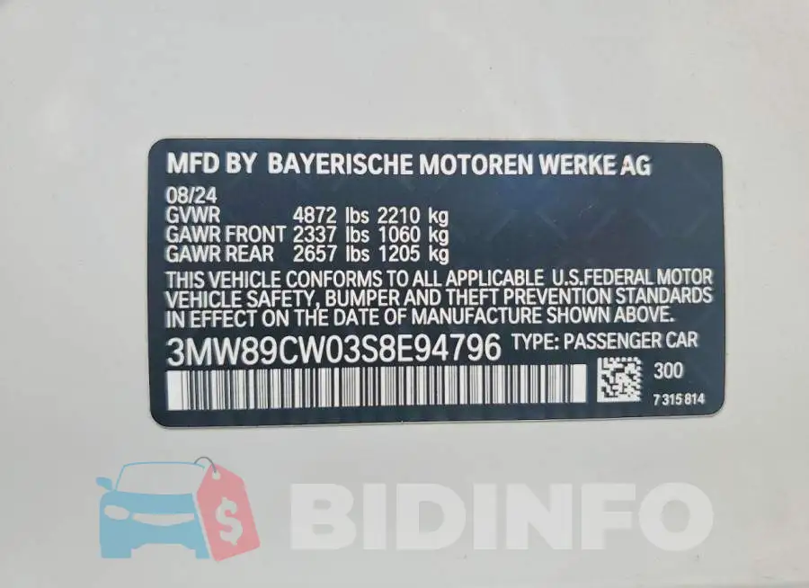 3MW89CW03S8E94796 Photo# 12