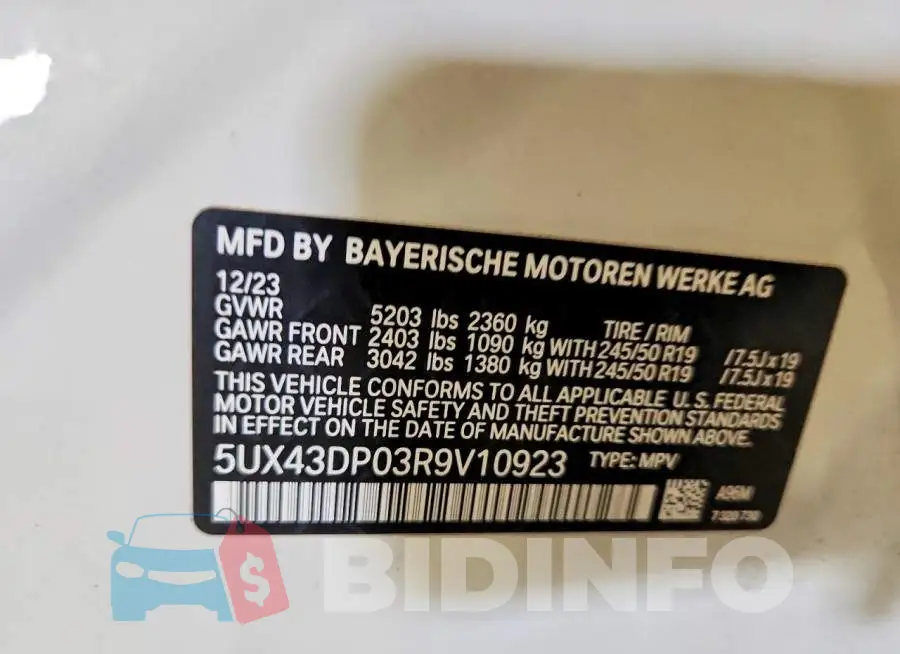 5UX43DP03R9V10923 Photo# 13