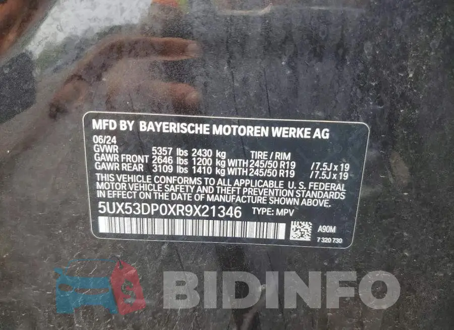 5UX53DP0XR9X21346 Photo# 13