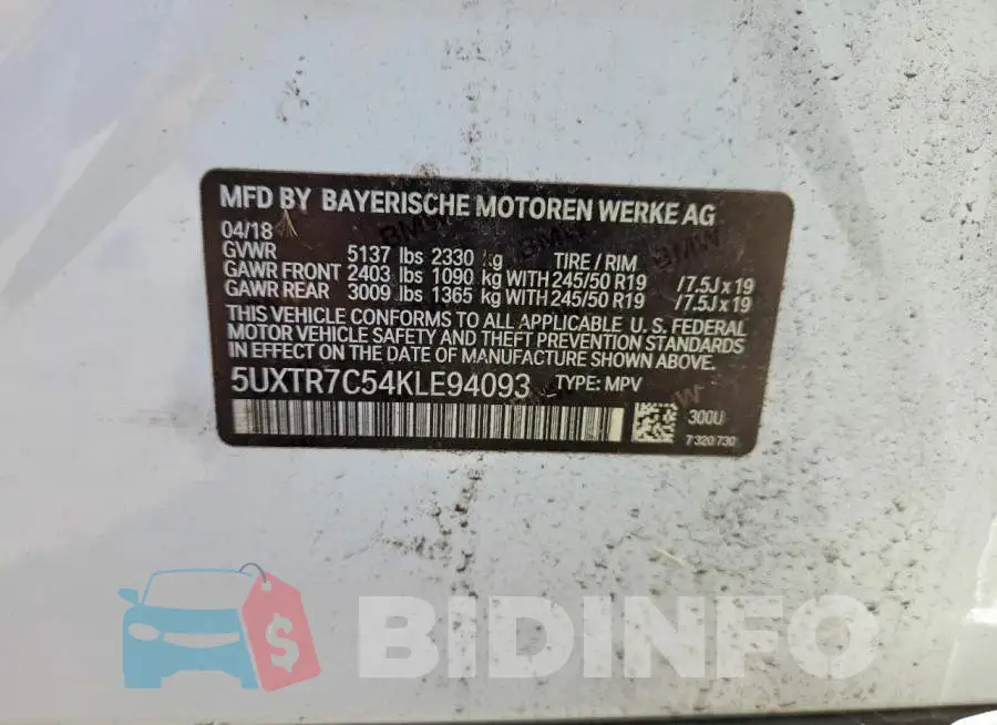 5UXTR7C54KLE94093 Photo# 13