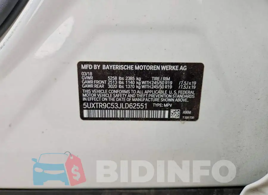 5UXTR9C53JLD62551 Photo# 13