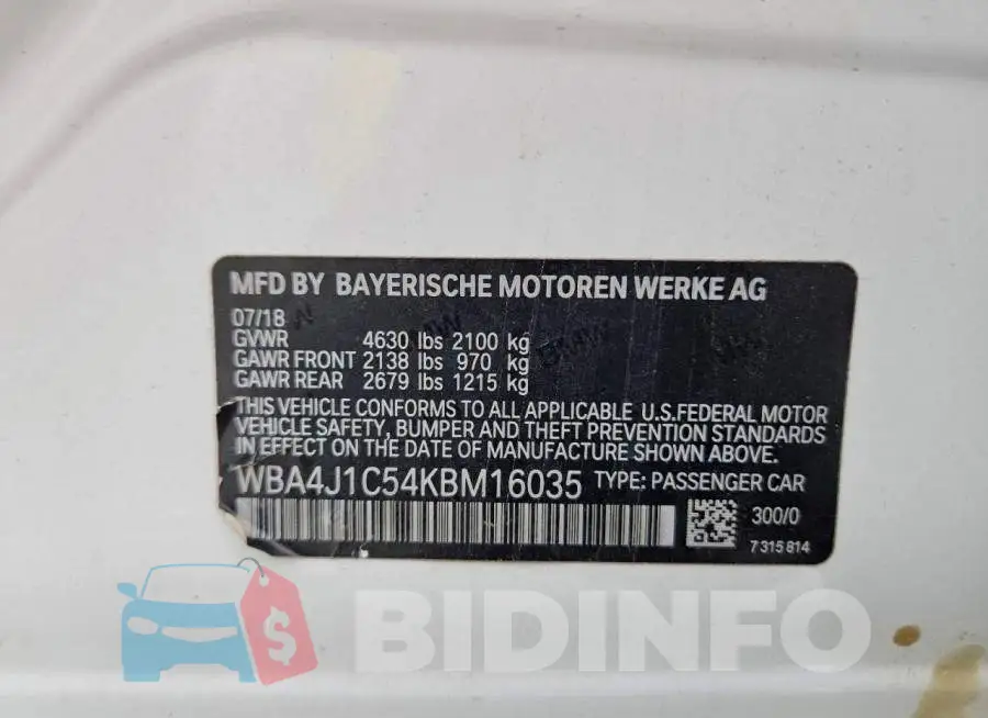 WBA4J1C54KBM16035 Photo# 13