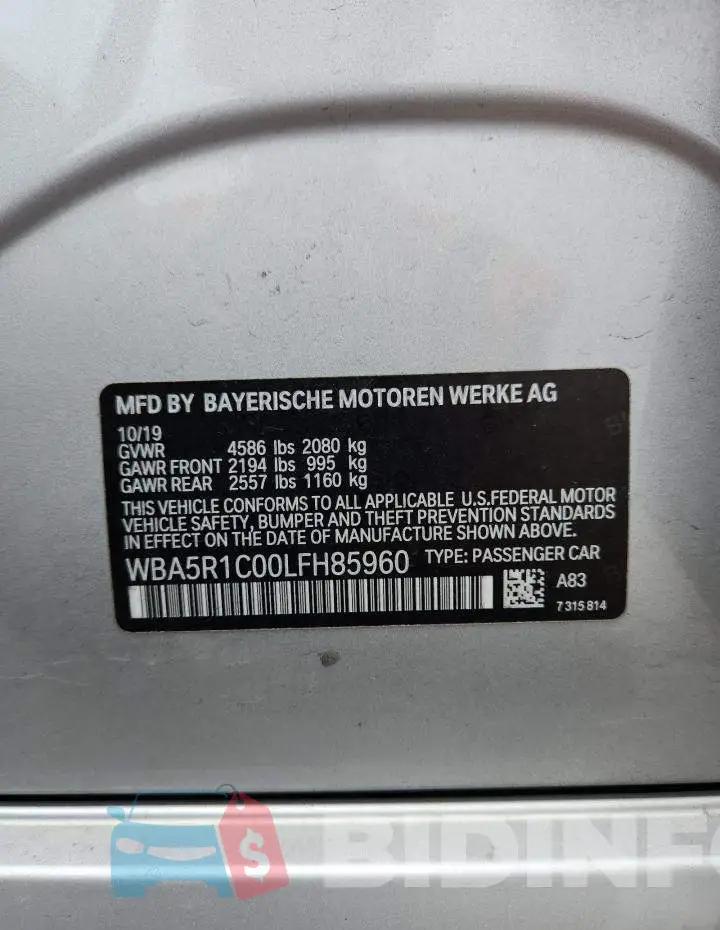 WBA5R1C00LFH85960 Photo# 12