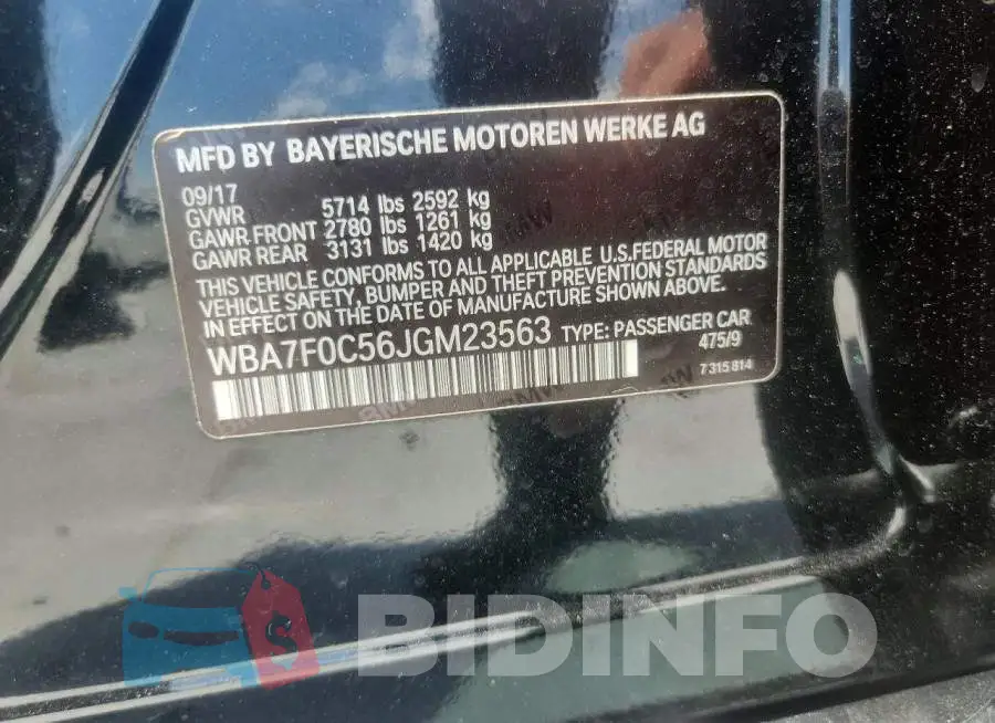 WBA7F0C56JGM23563 Photo# 12