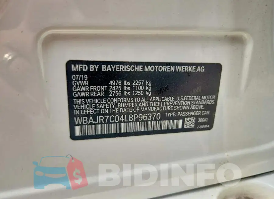 WBAJR7C04LBP96370 Photo# 12