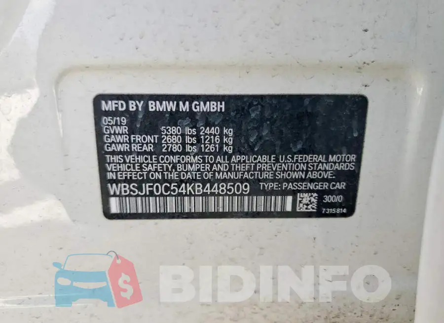 WBSJF0C54KB448509 Photo# 12