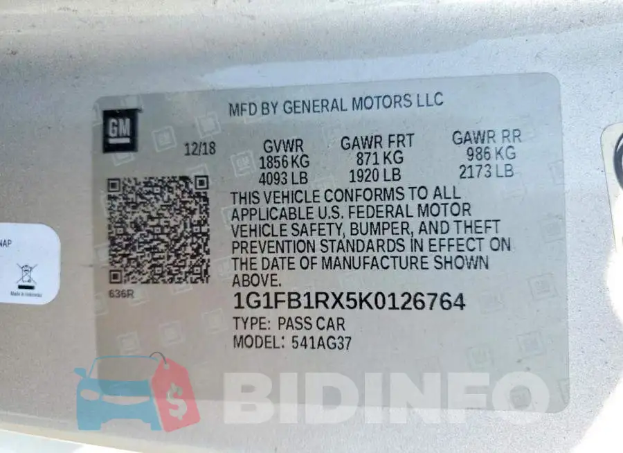 1G1FB1RX5K0126764 Photo# 12