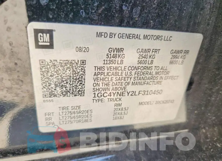 1GC4YNEY2LF310450 Photo# 12