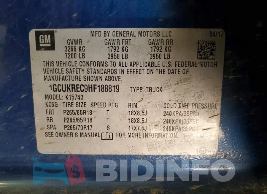 1GCUKREC9HF188819 Photo# 12