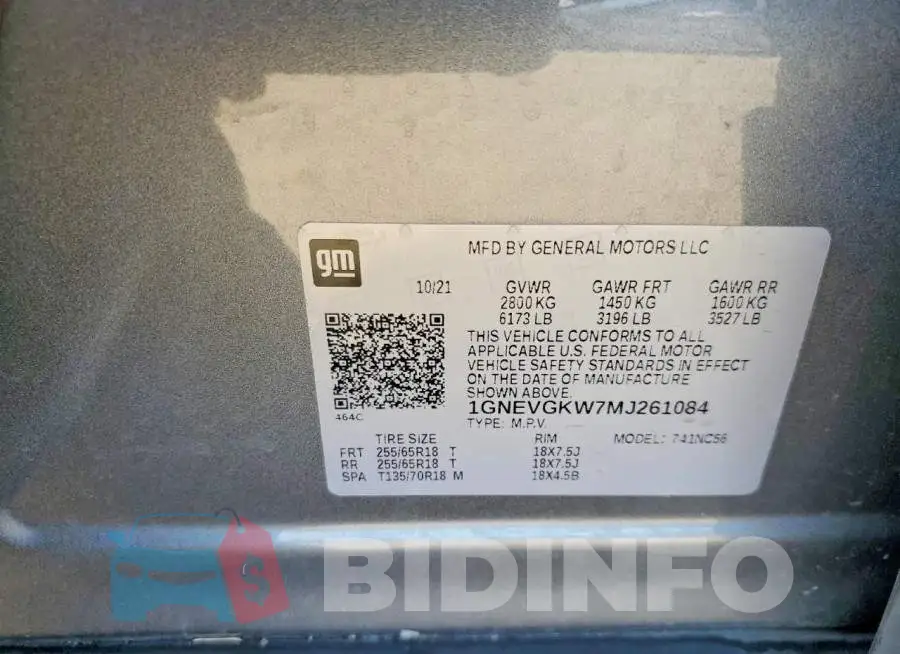 1GNEVGKW7MJ261084 Photo# 13
