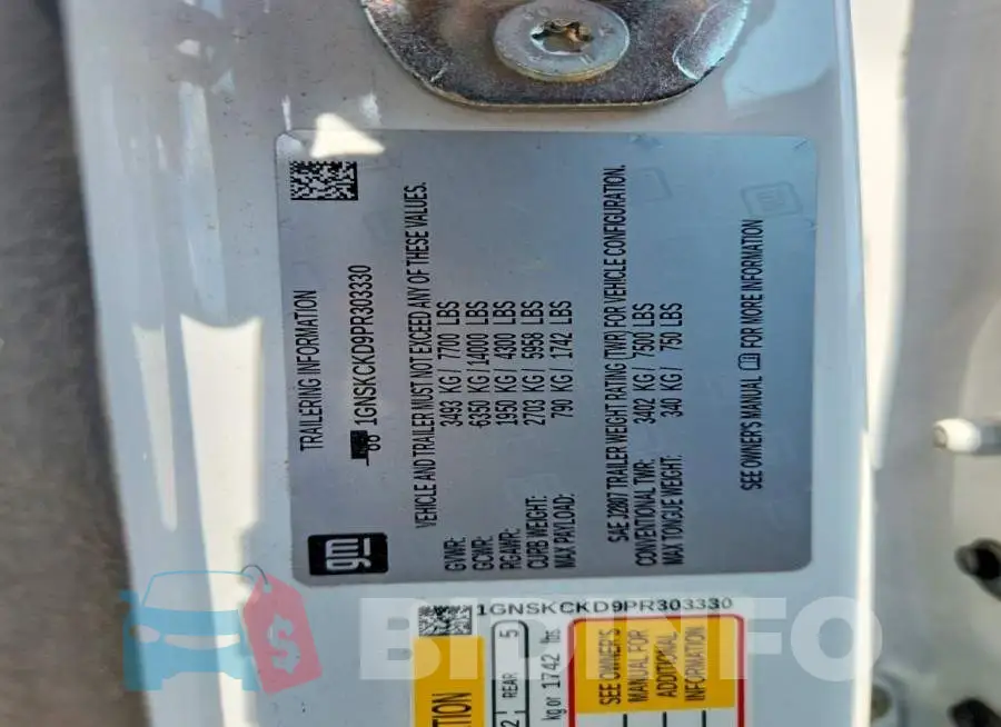 1GNSKCKD9PR303330 Photo# 13