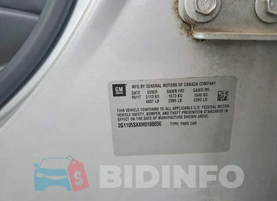 2G1105SAXH9188656 Photo# 12