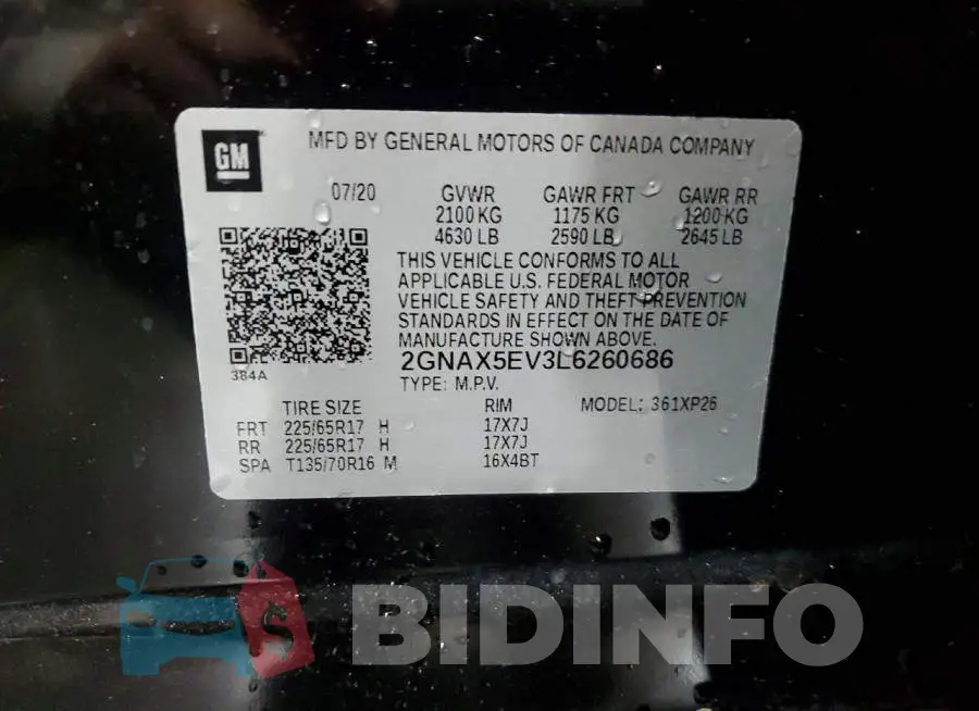 2GNAX5EV3L6260686 Photo# 12