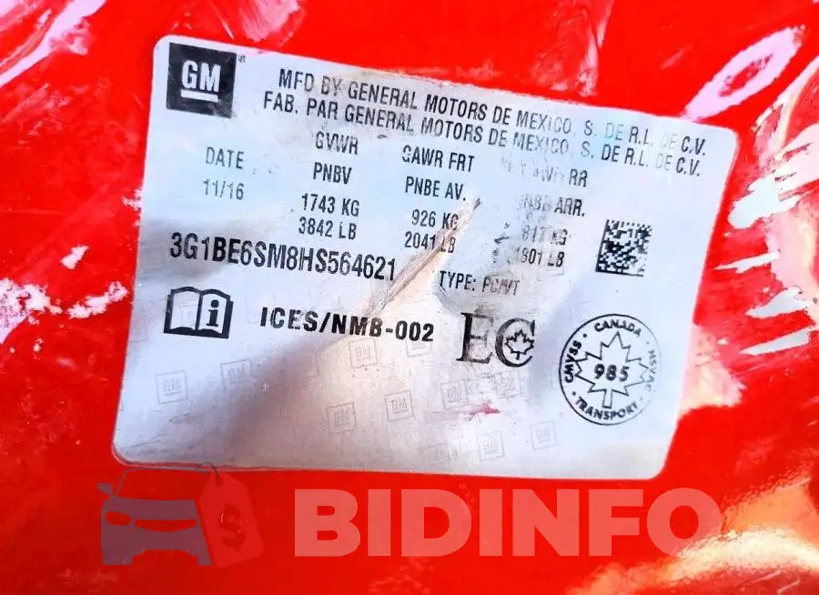3G1BE6SM8HS564621 Photo# 13