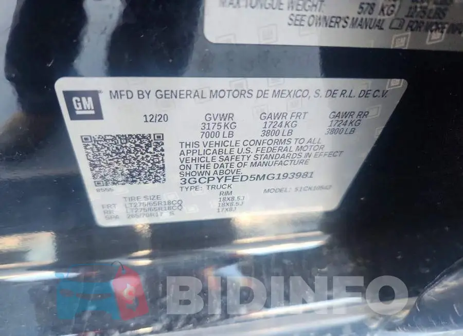 3GCPYFED5MG193981 Photo# 12