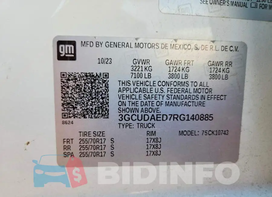 3GCUDAED7RG140885 Photo# 12