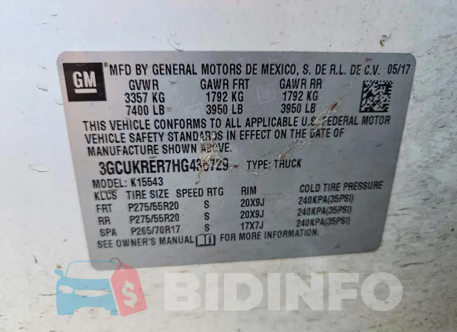 3GCUKRER7HG436729 Photo# 12