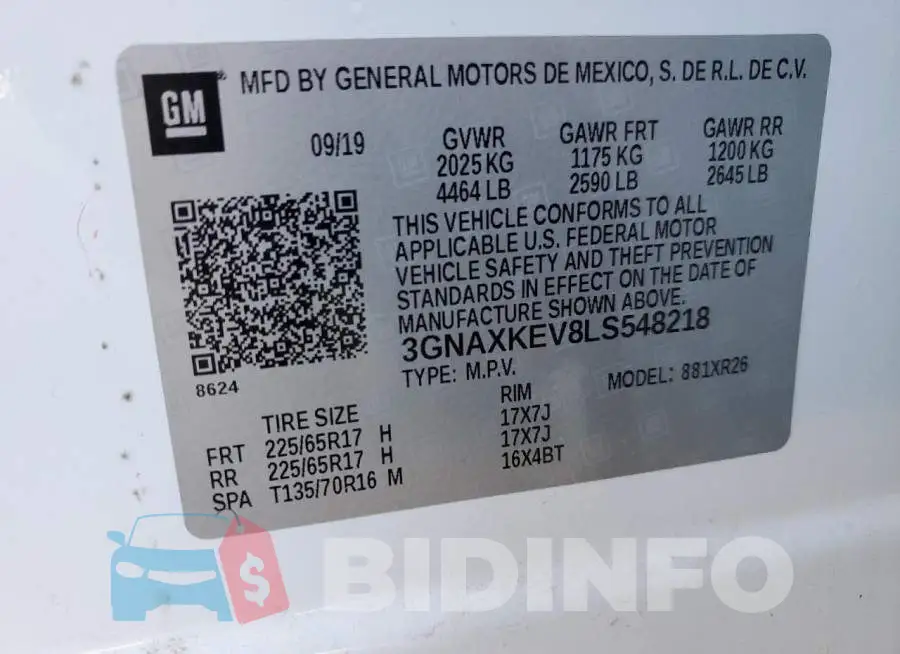 3GNAXKEV8LS548218 Photo# 13