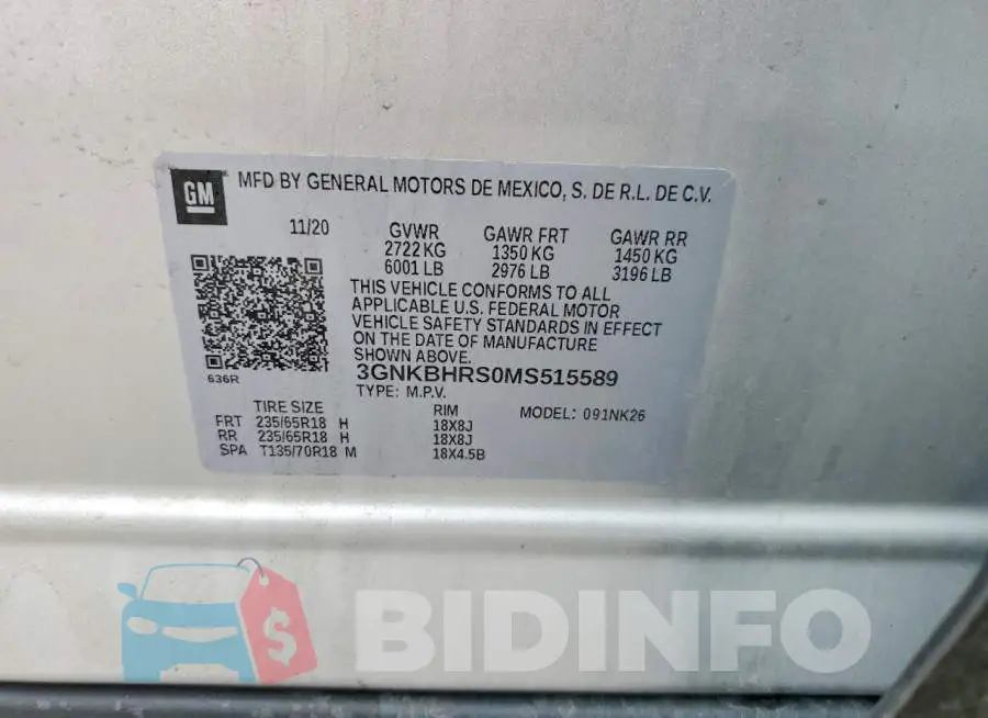 3GNKBHRS0MS515589 Photo# 13