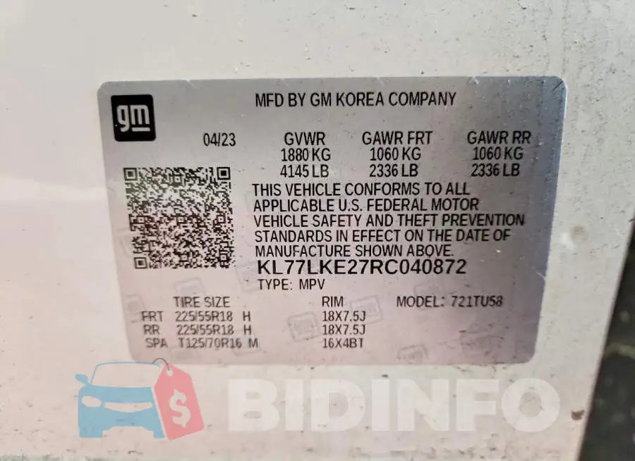 KL77LKE27RC040872 Photo# 14