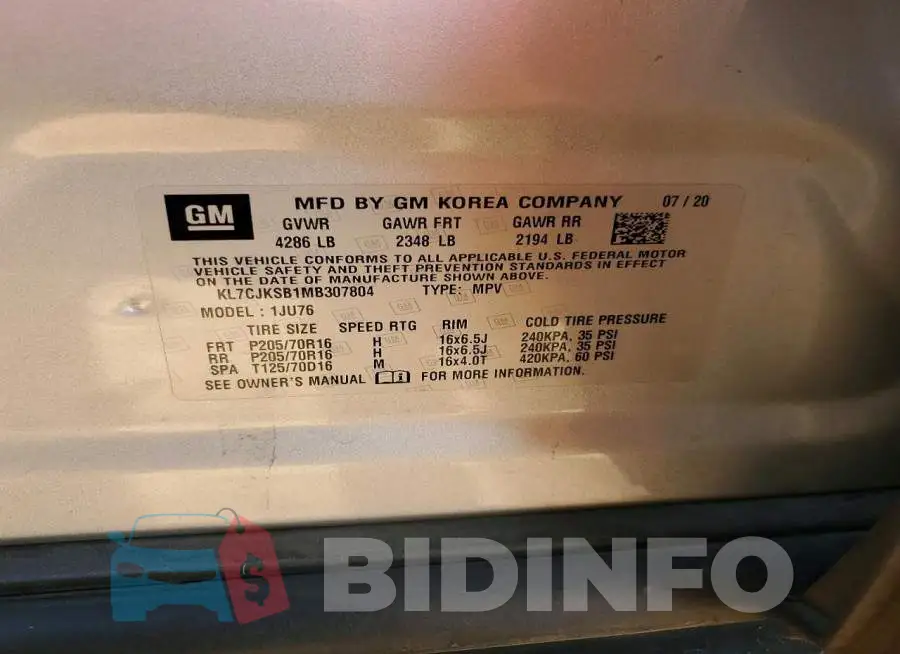 KL7CJKSB1MB307804 Photo# 13