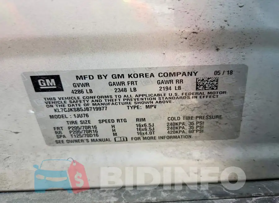 KL7CJKSB5JB719977 Photo# 12