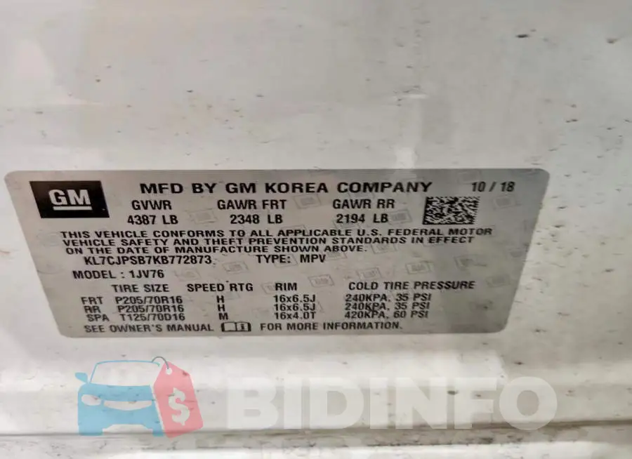 KL7CJPSB7KB772873 Photo# 12