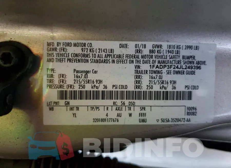1FADP3F24JL249396 Photo# 12