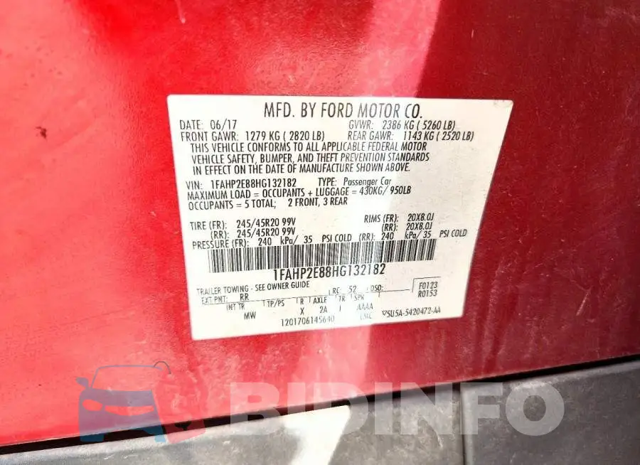 1FAHP2E88HG132182 Photo# 12