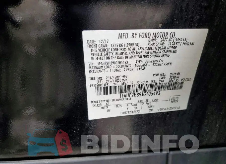 1FAHP2H89JG105493 Photo# 12