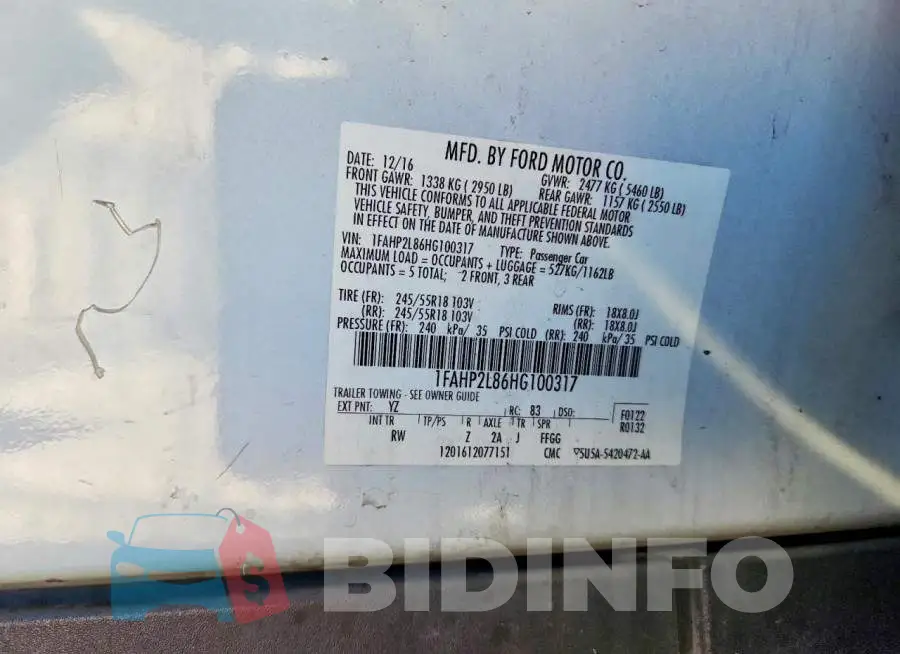 1FAHP2L86HG100317 Photo# 12