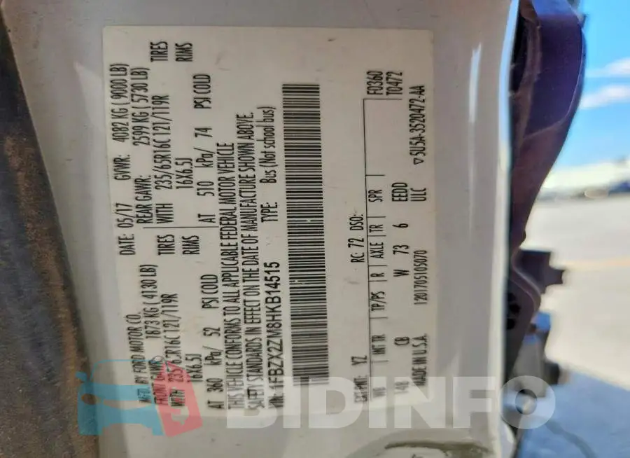 1FBZX2ZM8HKB14515 Photo# 13