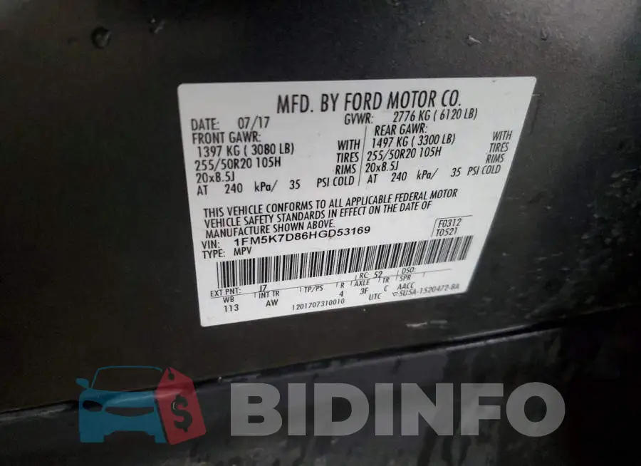 1FM5K7D86HGD53169 Photo# 13