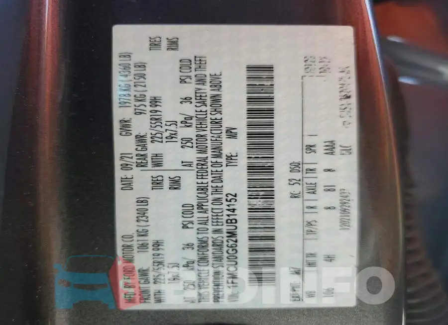 1FMCU0G62MUB14152 Photo# 14