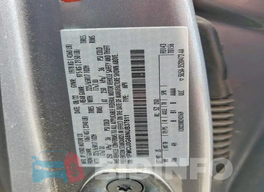 1FMCU0G68NUB37811 Photo# 13