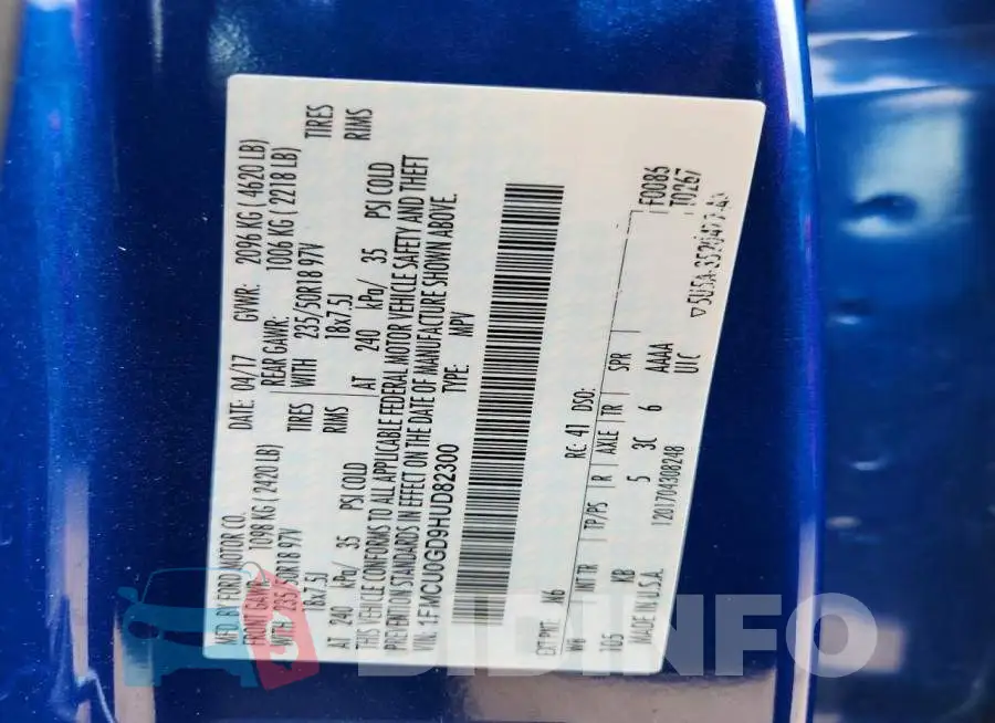1FMCU0GD9HUD82300 Photo# 13