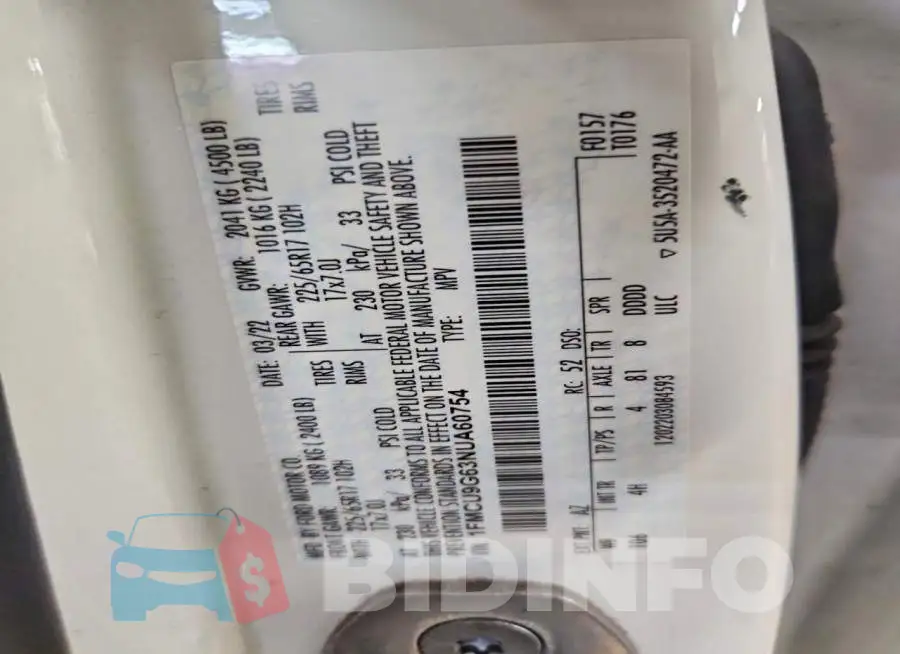 1FMCU9G63NUA60754 Photo# 14