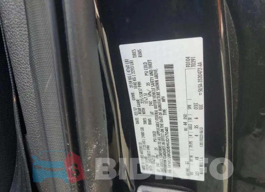 1FMCU9GD8HUD17040 Photo# 12