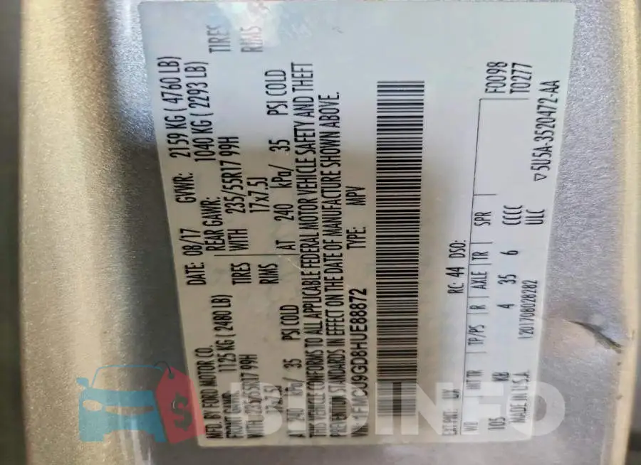 1FMCU9GD8HUE88872 Photo# 13
