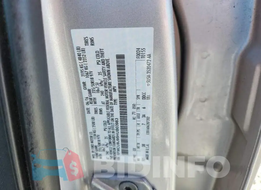 1FMCU9J95HUB03983 Photo# 12