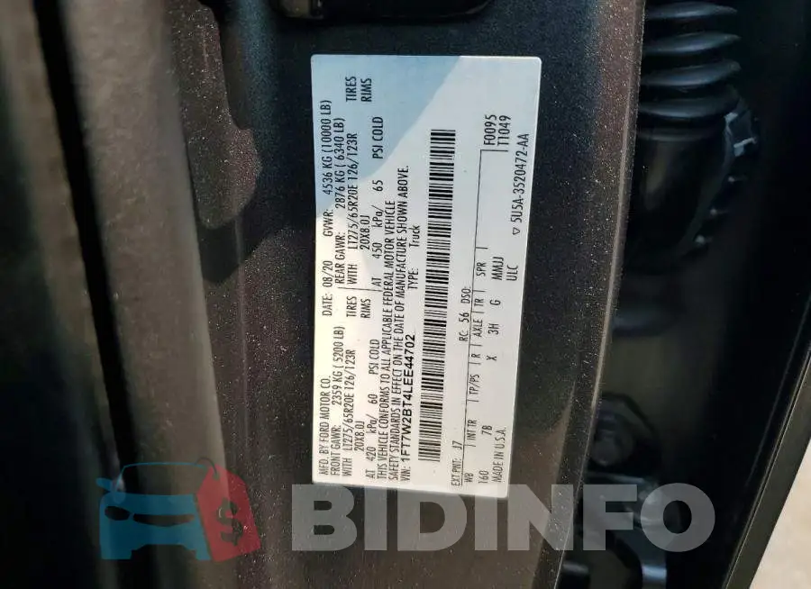 1FT7W2BT4LEE44702 Photo# 12