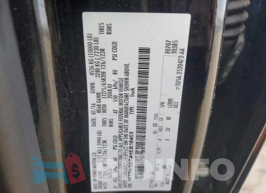 1FT7W3BT4HEB18458 Photo# 13