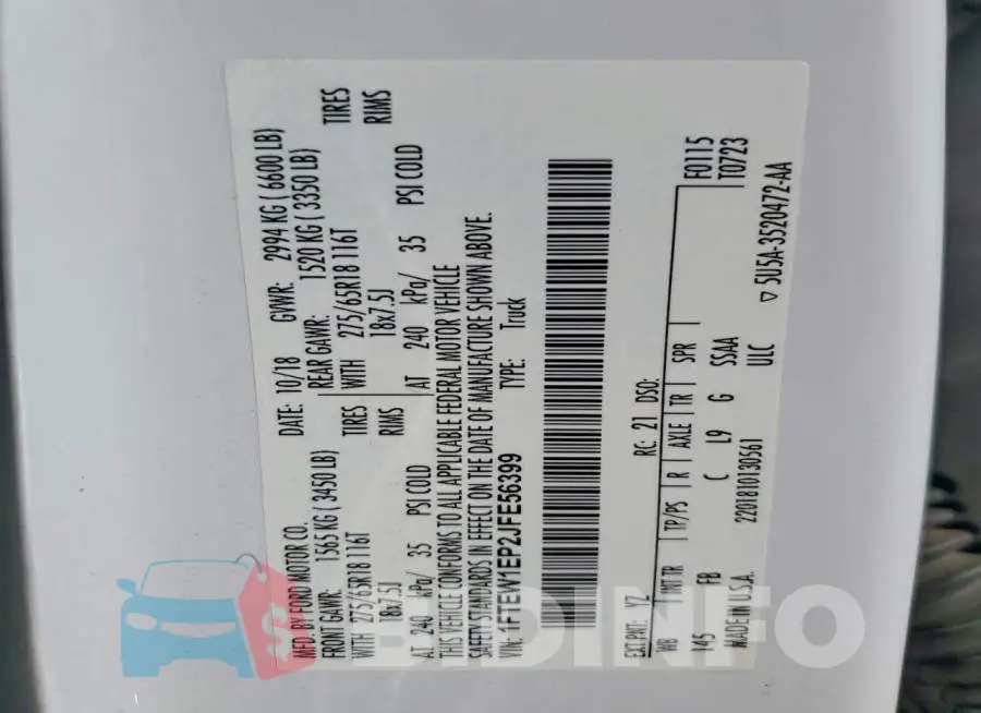 1FTEW1EP2JFE56399 Photo# 13