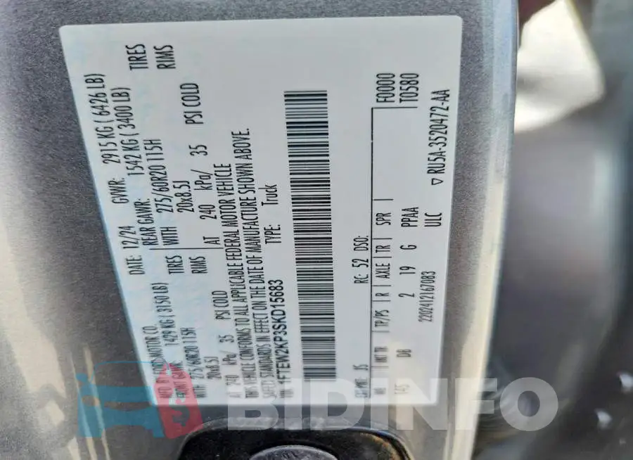 1FTEW2KP3SKD15683 Photo# 12