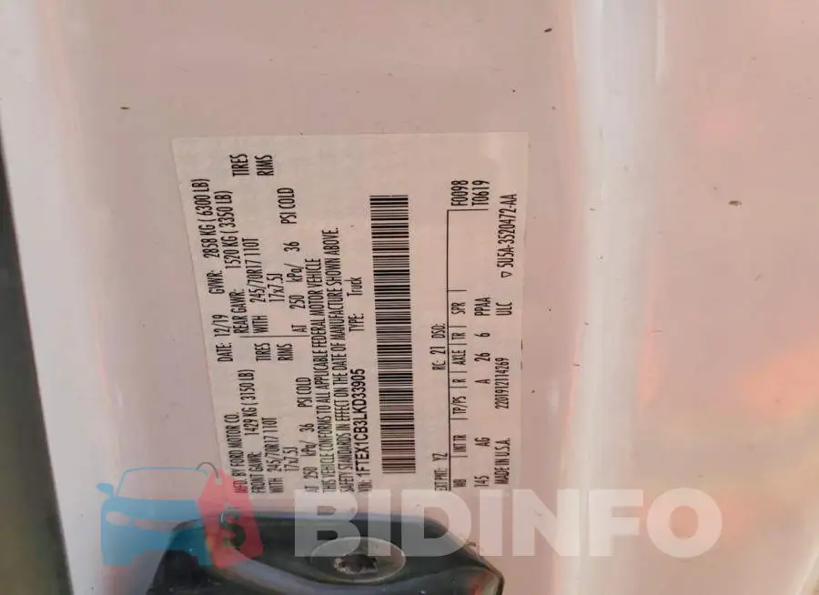 1FTEX1CB3LKD33905 Photo# 12