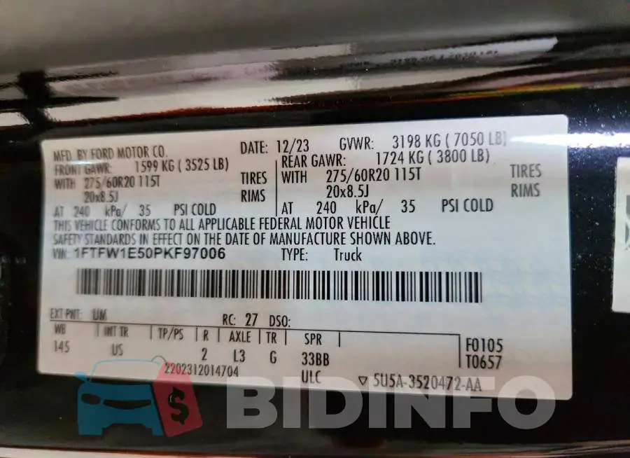 1FTFW1E50PKF97006 Photo# 12