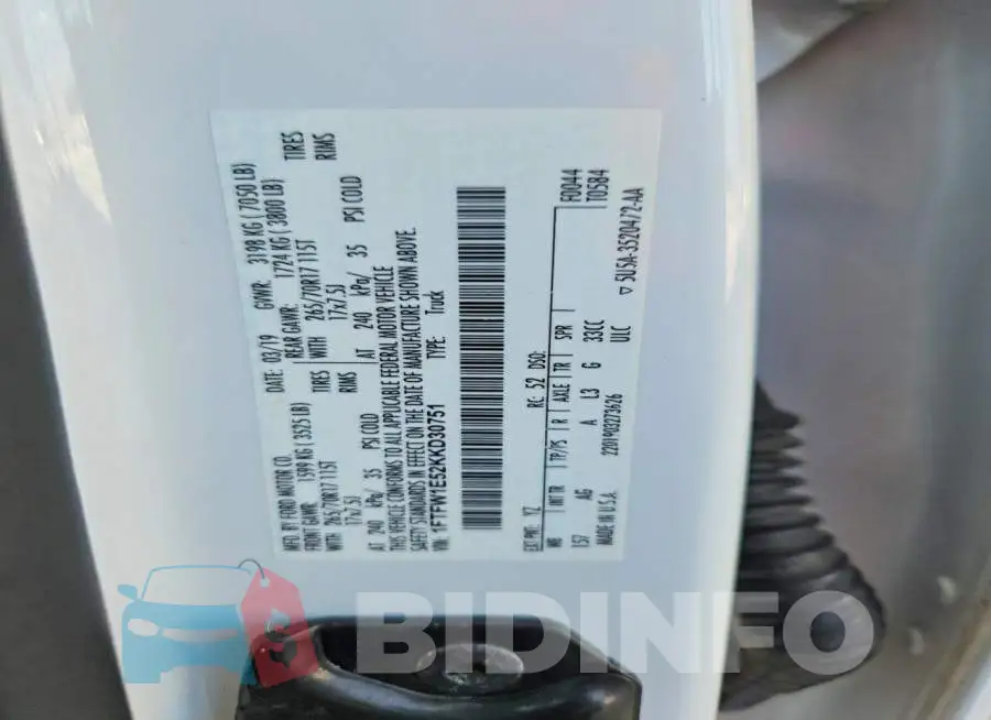 1FTFW1E52KKD30751 Photo# 12
