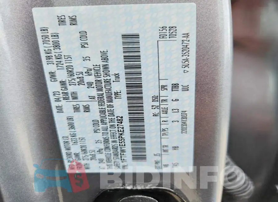 1FTFW1E55PKE27482 Photo# 12