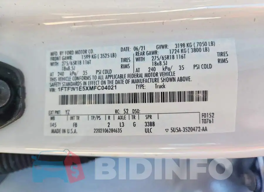 1FTFW1E5XMFC04021 Photo# 12
